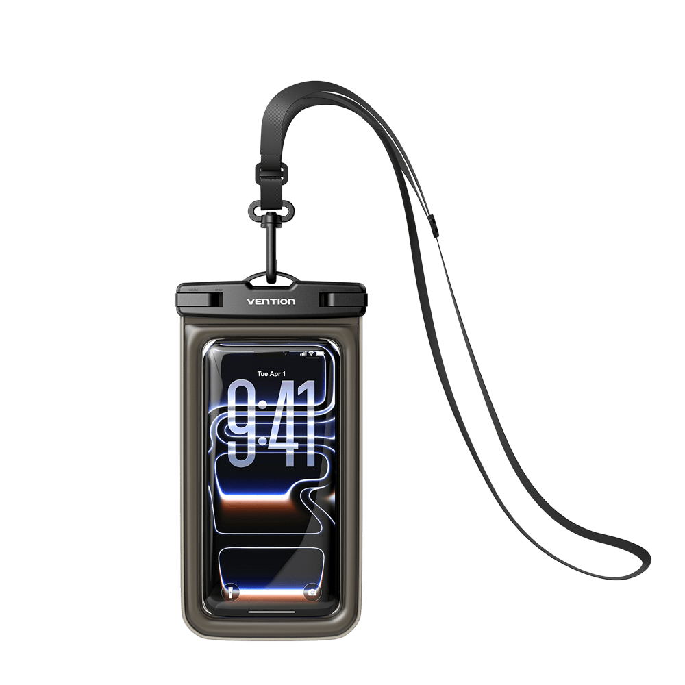 Vention 7.2-Inch Shockproof Black-Edged Waterproof Phone Pouch with Lock Seal Black