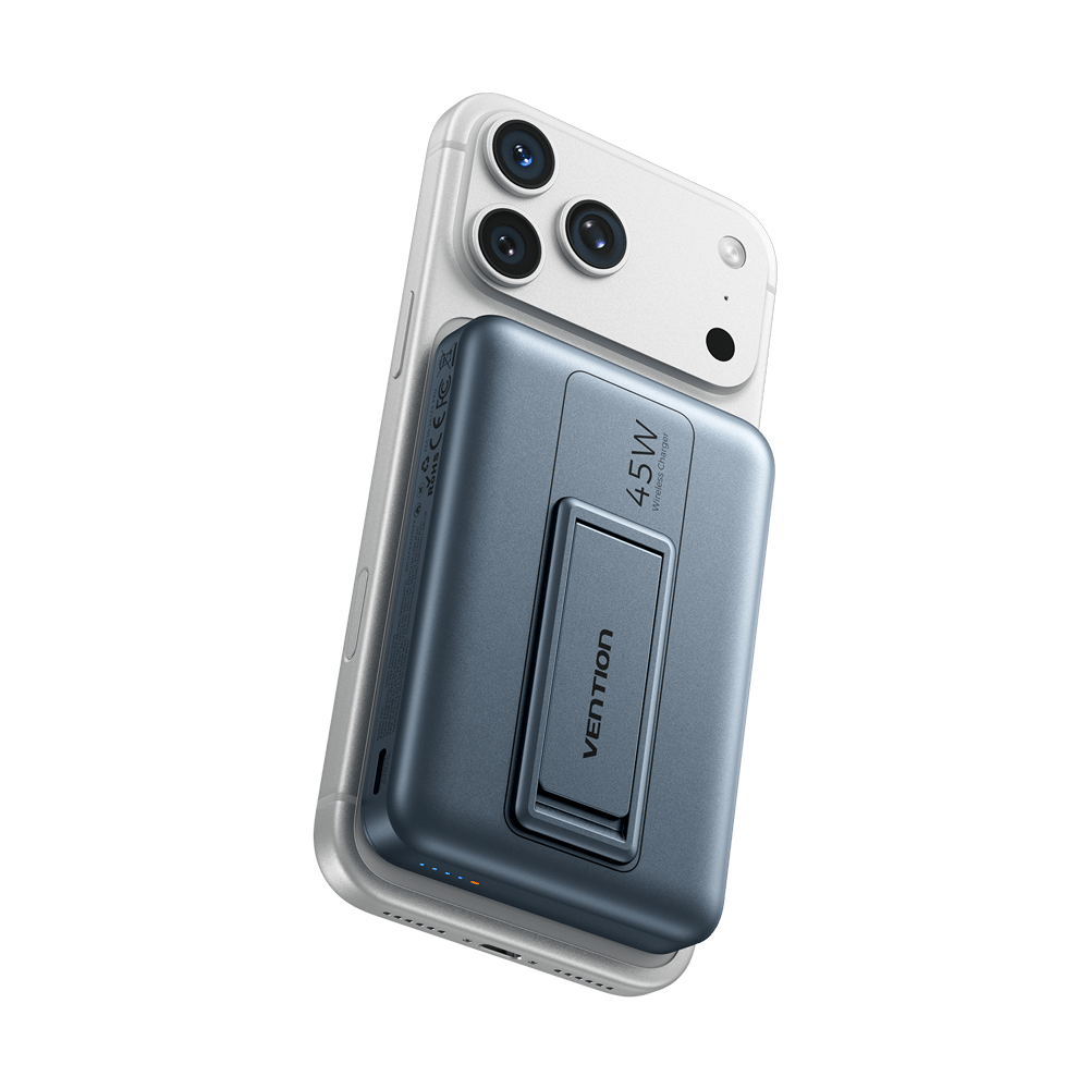 Vention Qi2.2 10000mAh Magnetic Wireless Power Bank (USB-C + USB-C/Wireless) 45W Gray
