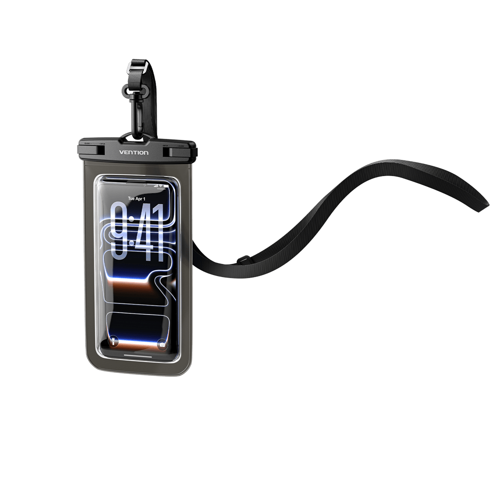 Vention 7.2-Inch Transparent Waterproof Phone Pouch with Lock Seal Black
