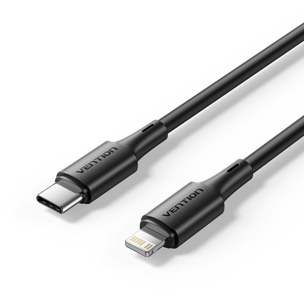 Vention USB 2.0 Type-C Male to Lightning Male 3A Cable Black PVC Type