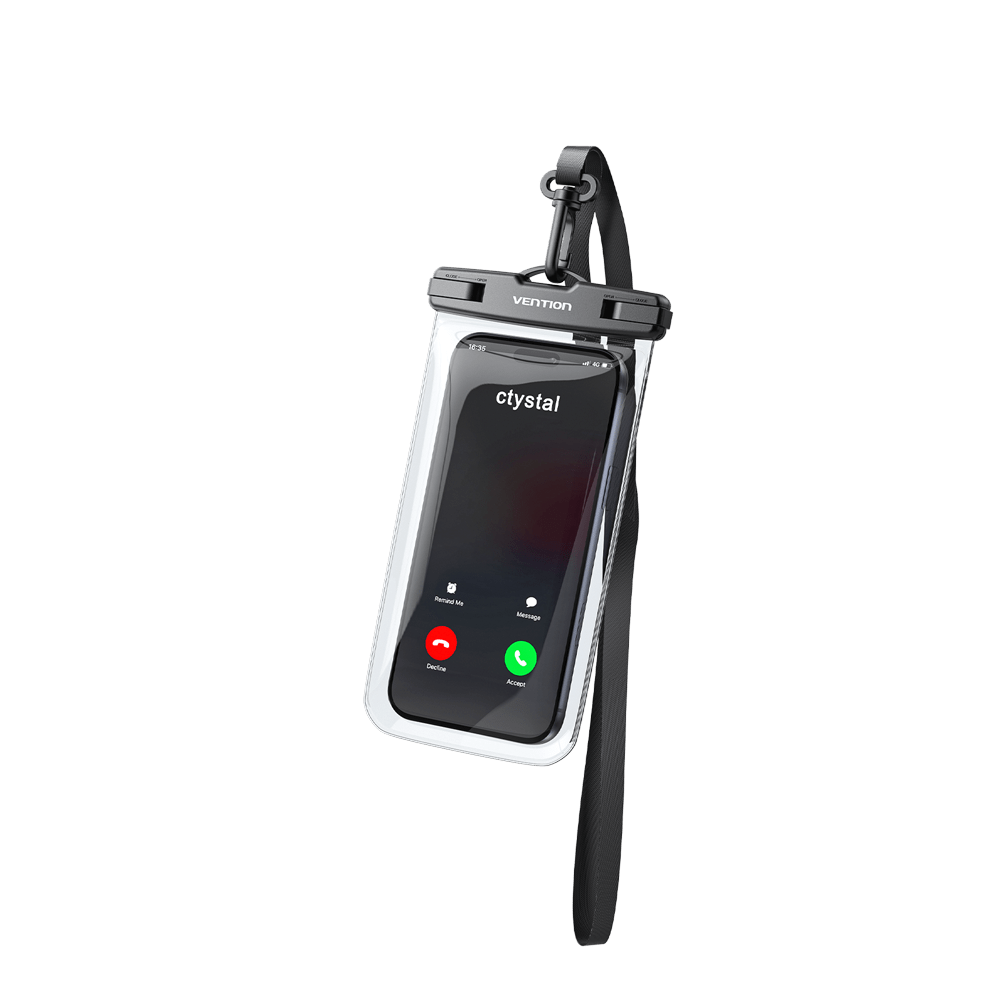 Vention 7.2-Inch Floating Shockproof Airbag Waterproof Phone Pouch with Lock Seal Black