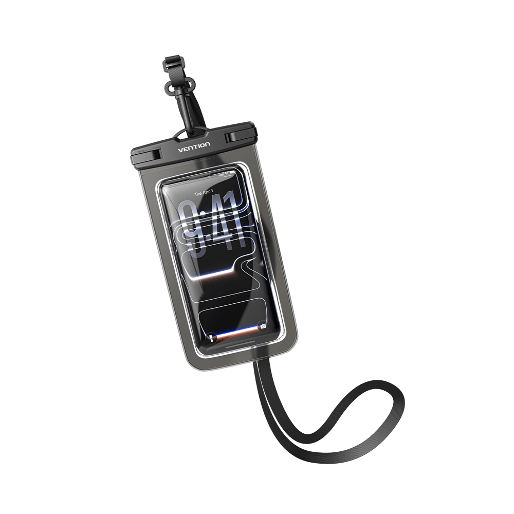 Vention 7.2-Inch Transparent Waterproof Phone Pouch with Lock Seal Black