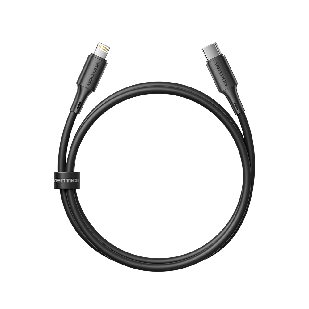 Vention USB 2.0 Type-C Male to Lightning Male 3A Cable Black PVC Type