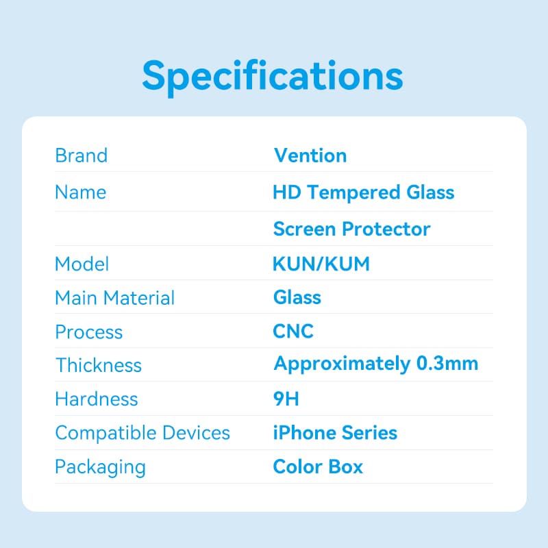 Vention HD Tempered Glass Screen Protector for iPhone 15 with Easy-Installation Tool
