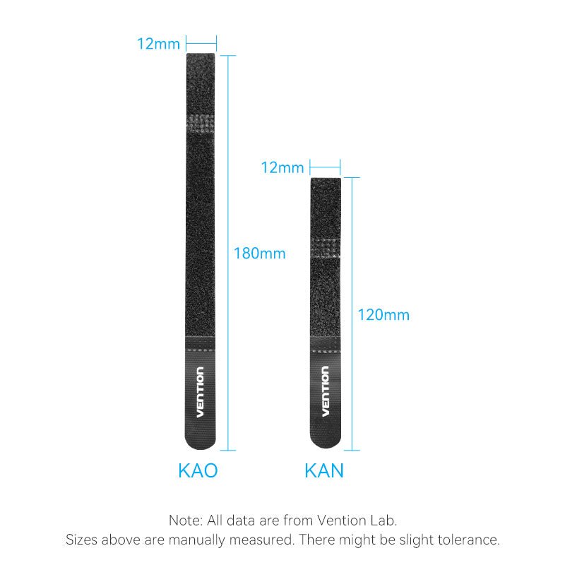 Vention Hook & Loop Cable Tie 120mm x 12mm Black