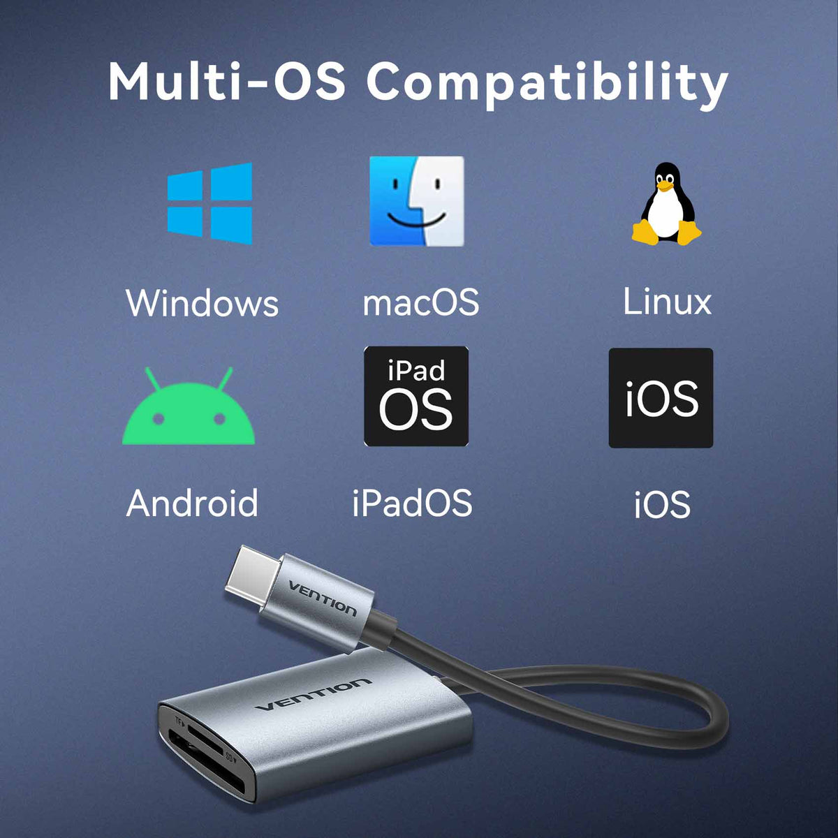 Vention 2-in-1 SD 4.0 Card Reader (SD + TF)