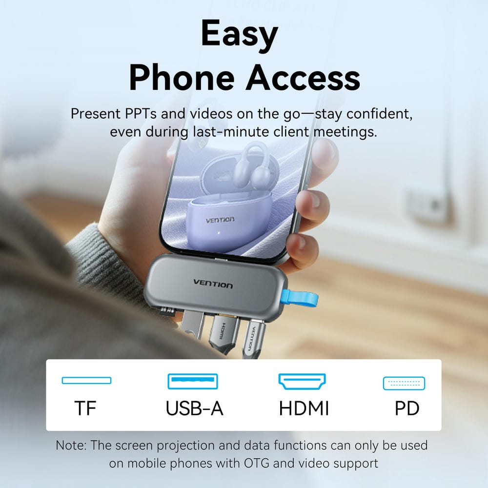 Vention 4-in-1 USB-C Cable-Free Docking Station