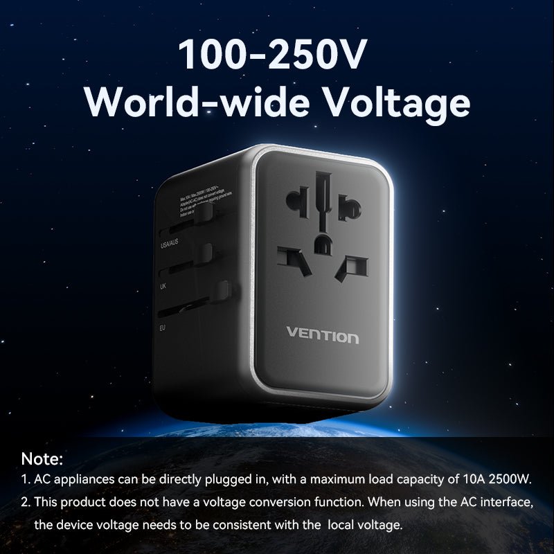 Vention 4-Port USB (C+C+A+A) GaN Universal Travel Adapter (65W/65W/60W/5W)