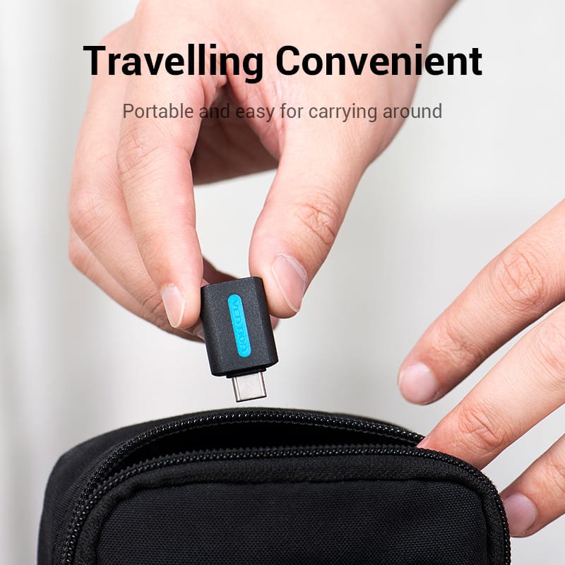 Vention USB-C Male to USB 2.0 Female OTG Adapter Black PVC Type