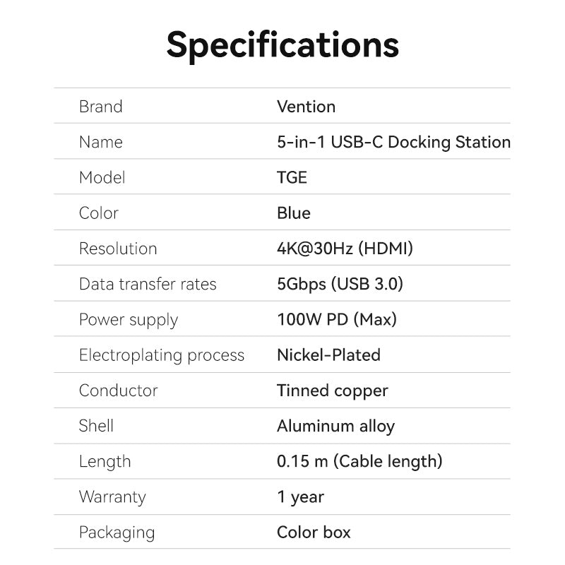 Vention  5-in-1 USB-C Docking Station