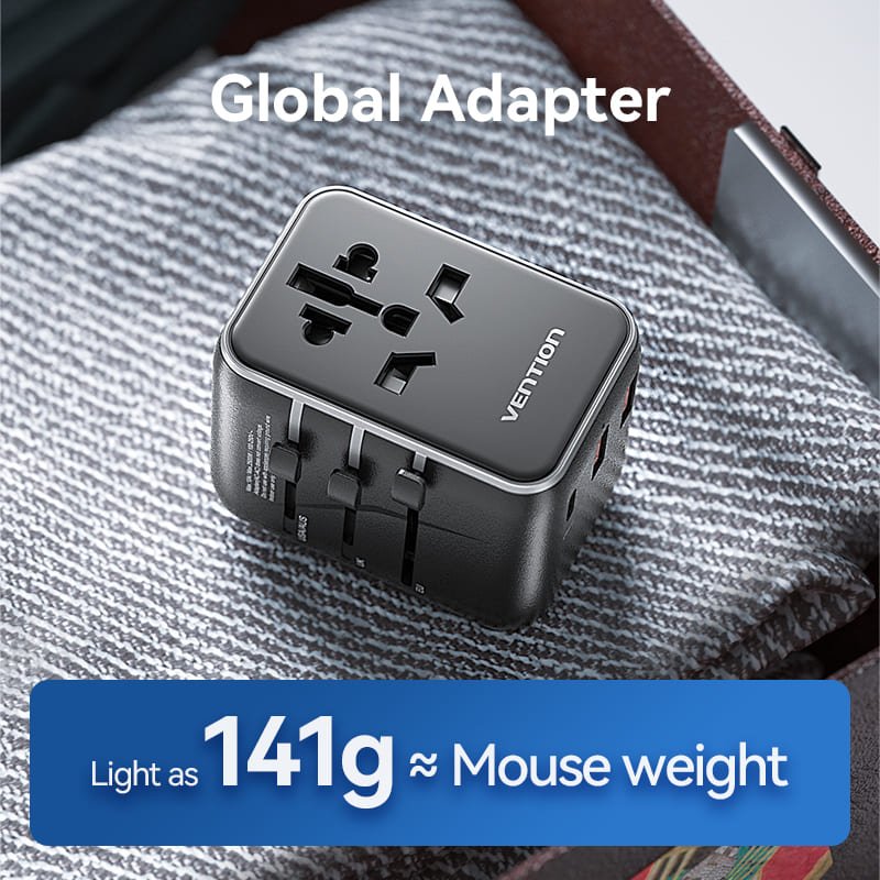Vention 3-Port USB (C+A+A) Universal Travel Adapter (20W/18W/18W)