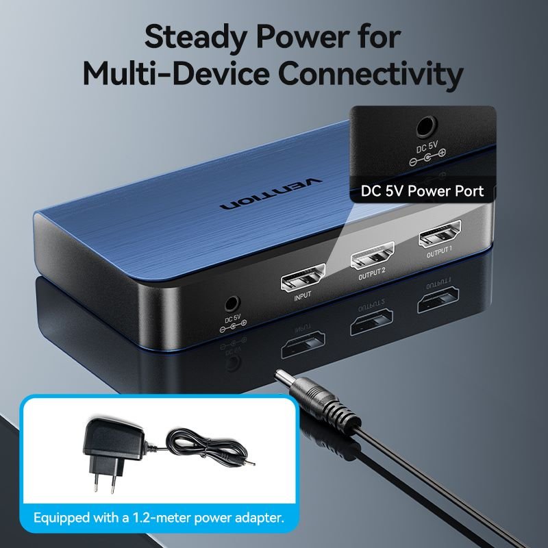 Vention 1 In 2 Out HDMI™ Splitter Blue Aluminum Alloy Type EU Standard