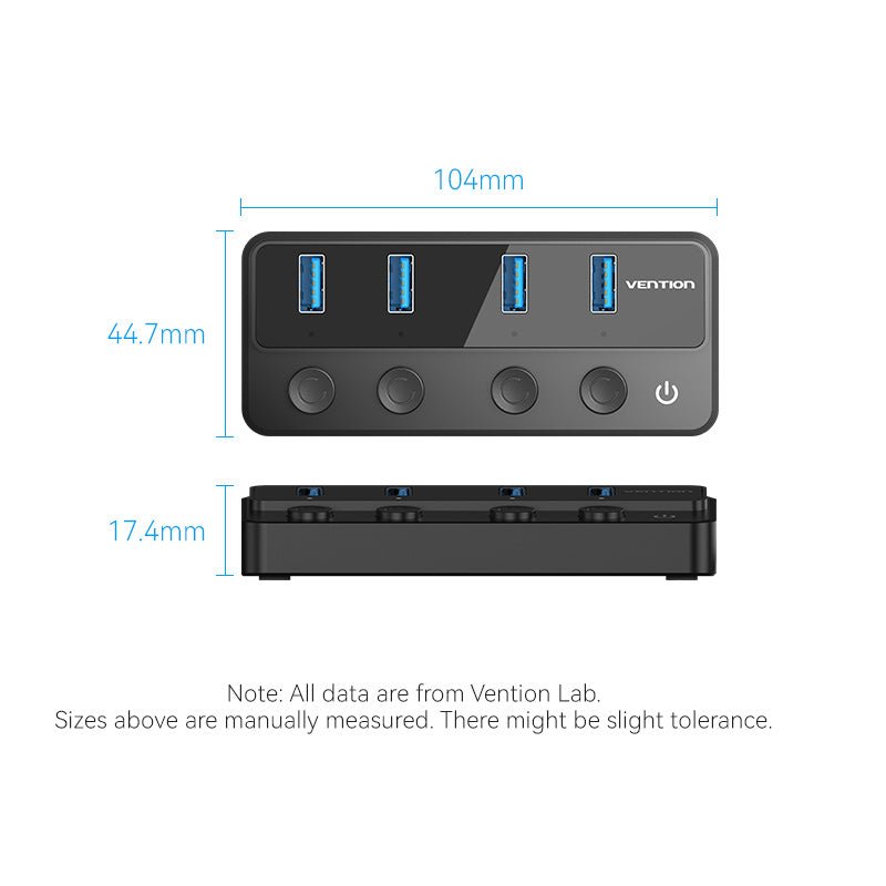 Vention 5-in-1 USB 3.0 Hub with Individual Power Switches