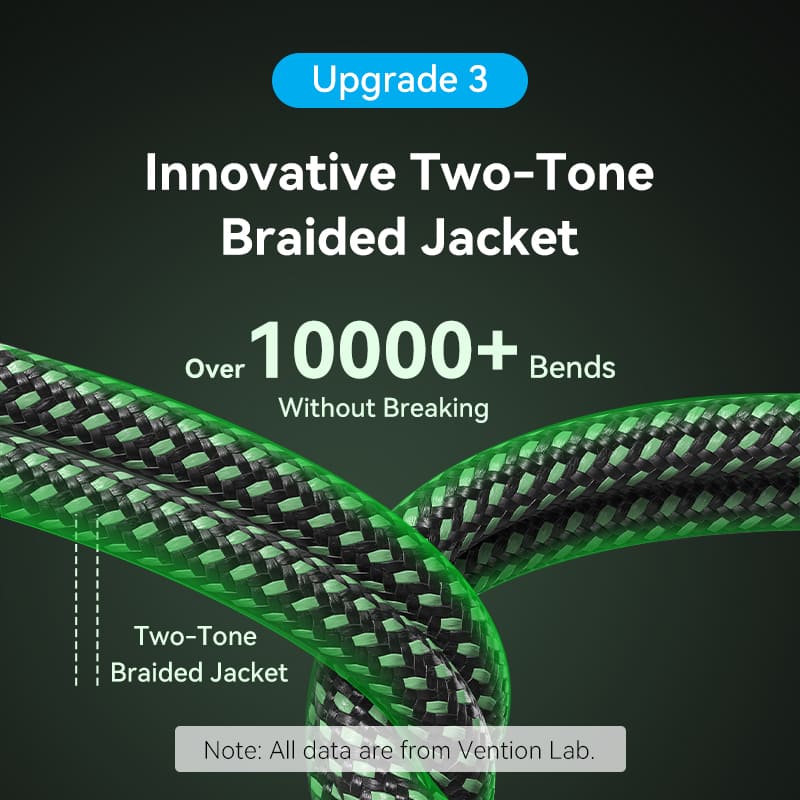 Vention Cotton Braided Ultra Thin HDMI™-A Male to Male HD Cable 8K  Green Aluminum Alloy Type