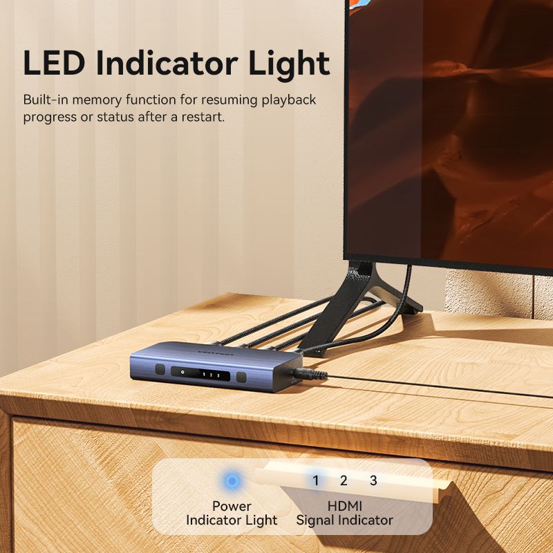 Vention 3 In 1 Out HDMI™ Switcher Blue Aluminum Alloy Type
