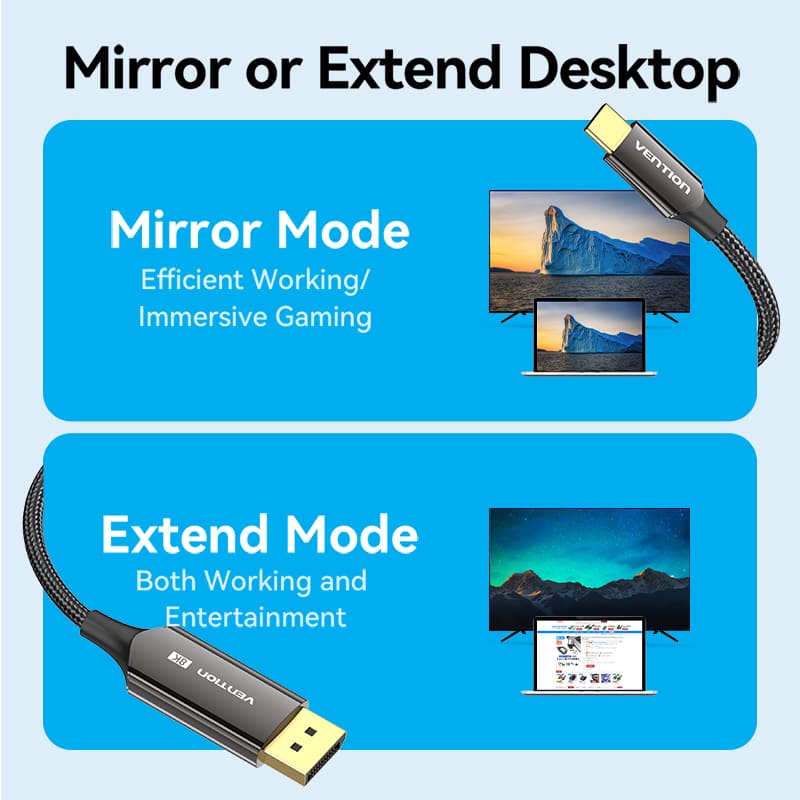 Vention 8K Bi-Directional USB-C to DisplayPort Cable