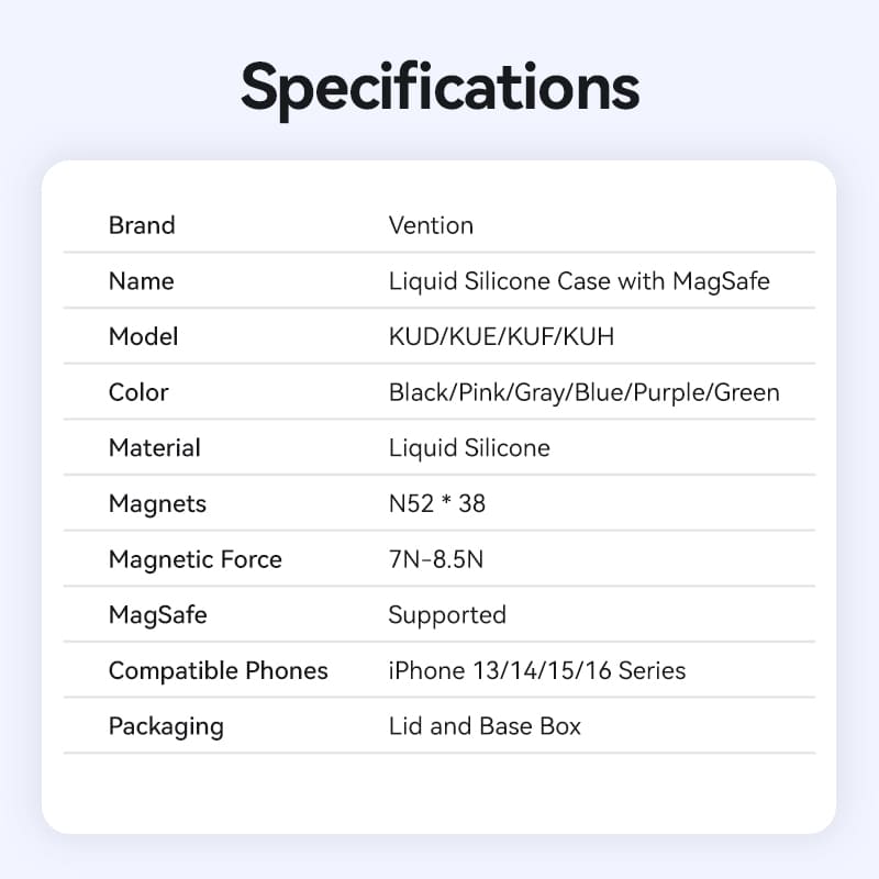 Vention Liquid Silicone Case for iPhone 16 with MagSafe