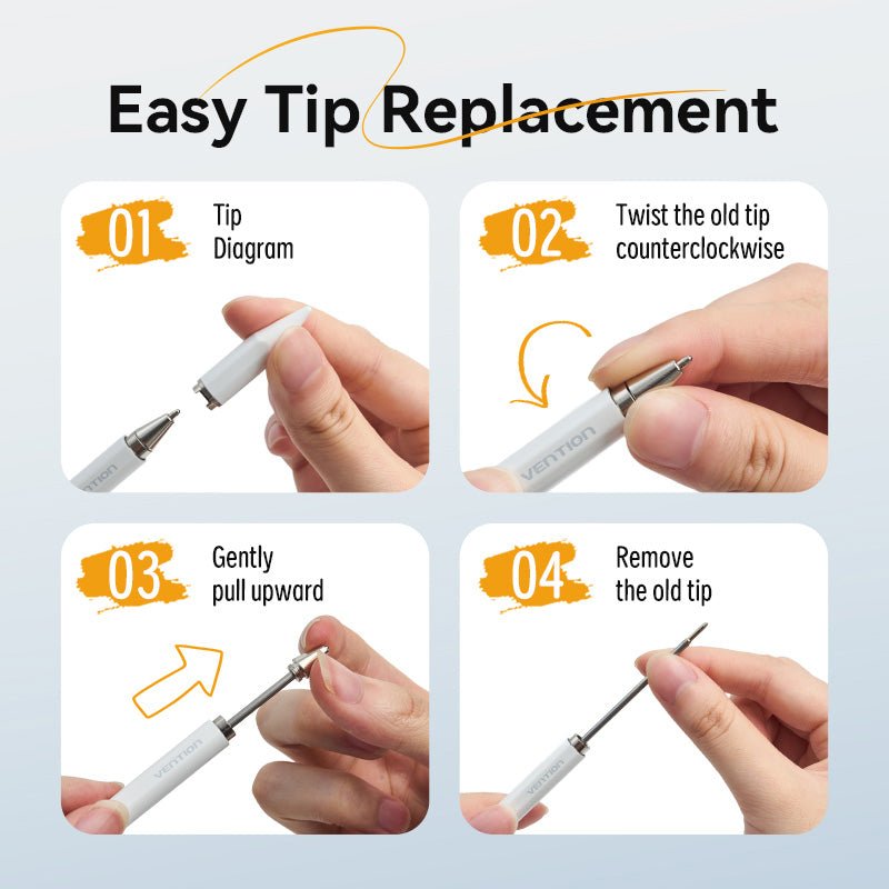Vention 3-in-1 Magnetic Stylus Pen White Aluminum Alloy Type