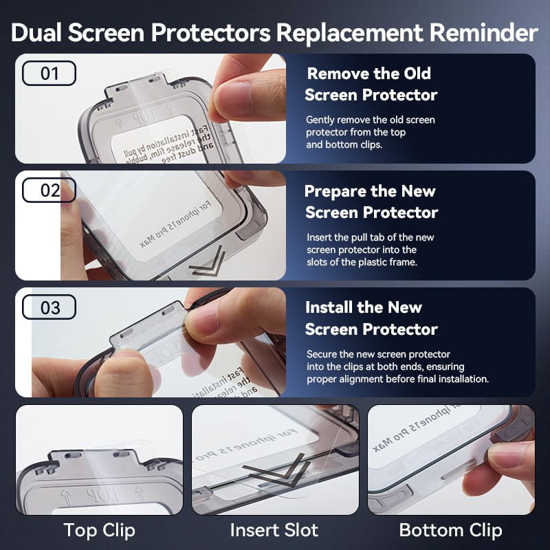 Vention HD Tempered Glass Screen Protector for iPhone 15 with Dust-Free Installation Tool