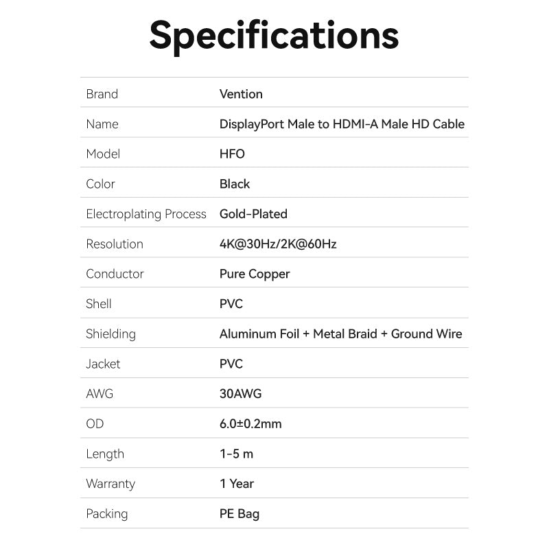 Vention DisplayPort to HDMI™ Cable