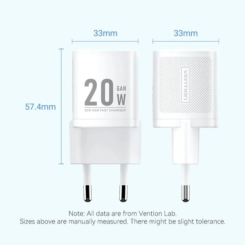 Vention 1-Port USB-C GaN Charger 20W EU-Plug