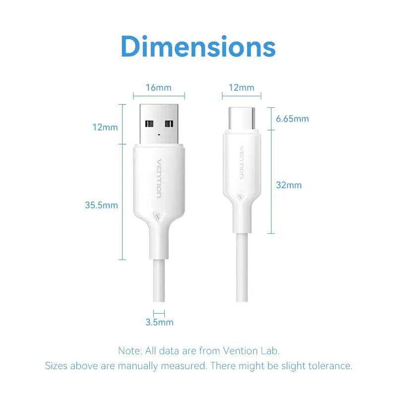 Vention USB 2.0 A Male to C Male 3A Cable PVC Type