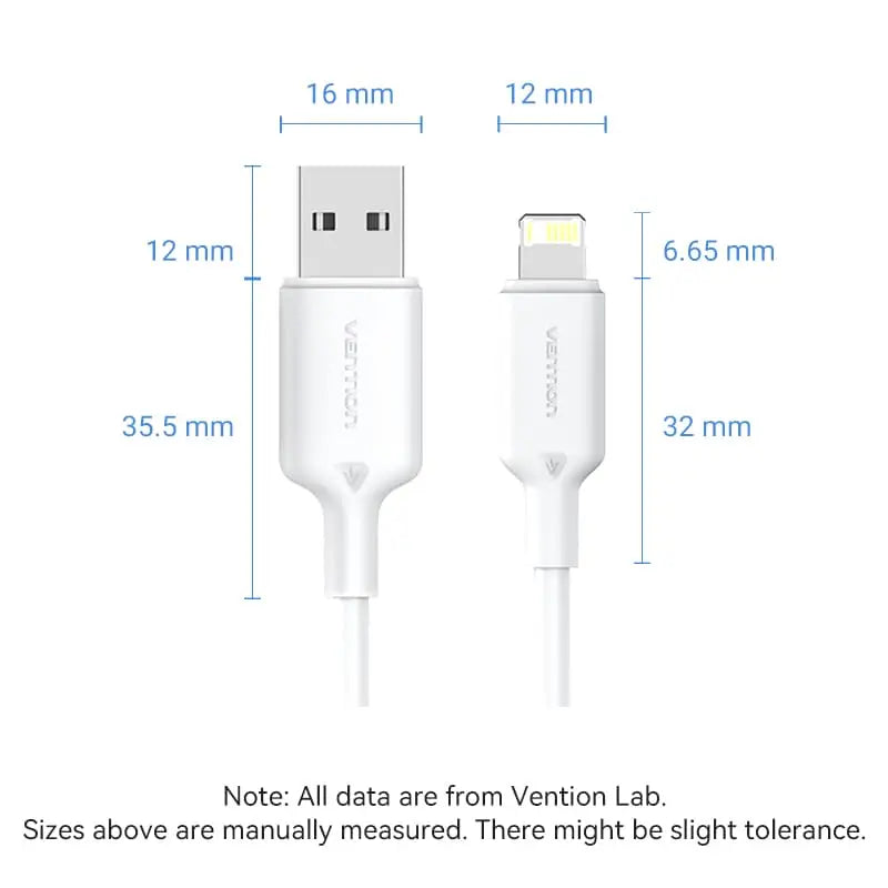 Vention USB 2.0 Type-A Male to Lightning Male 2.4A Cable PVC Type