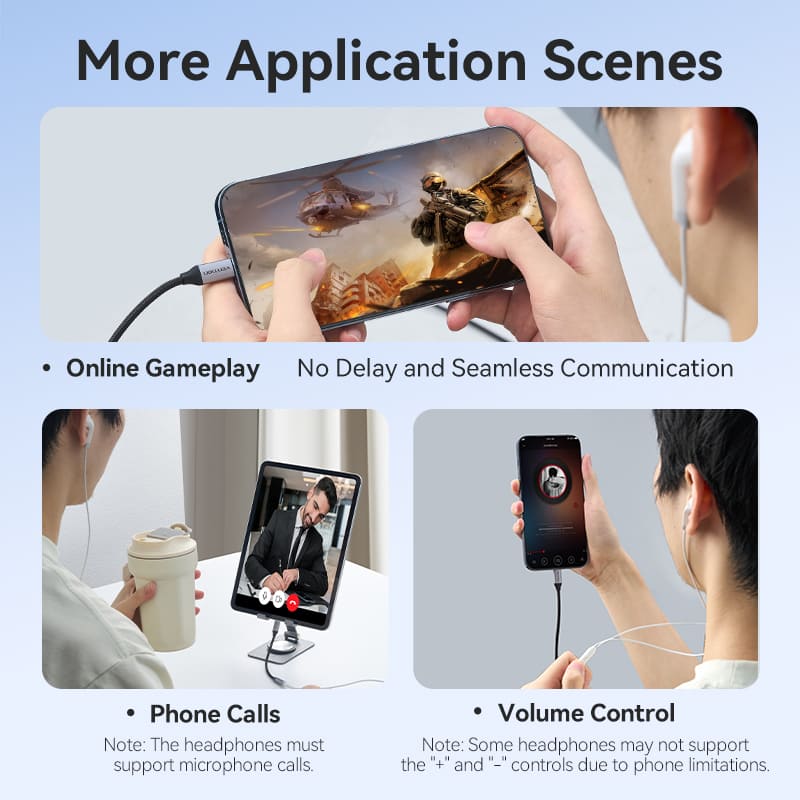 Vention Cotton Braided Lightning Male to 3.5MM Earphone Jack Adapter Aluminum Alloy Type