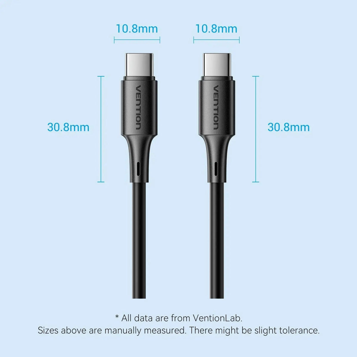 Vention USB 2.0 Type-C Male to Type-C Male 3A Cable Black PVC Type