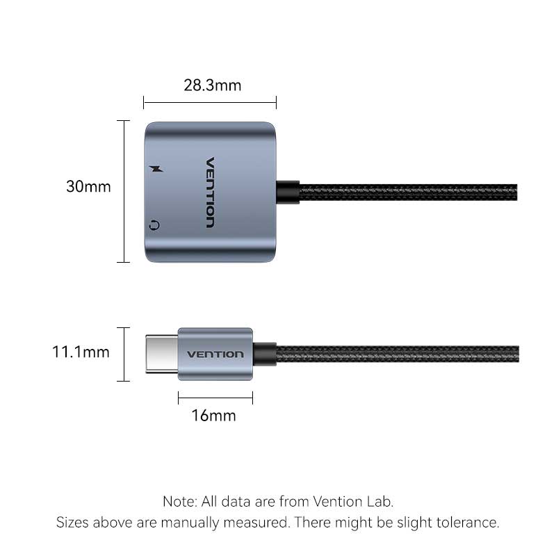 Vention USB-C Male to 3.5mm Female Audio Adapter with Fast Charging Port