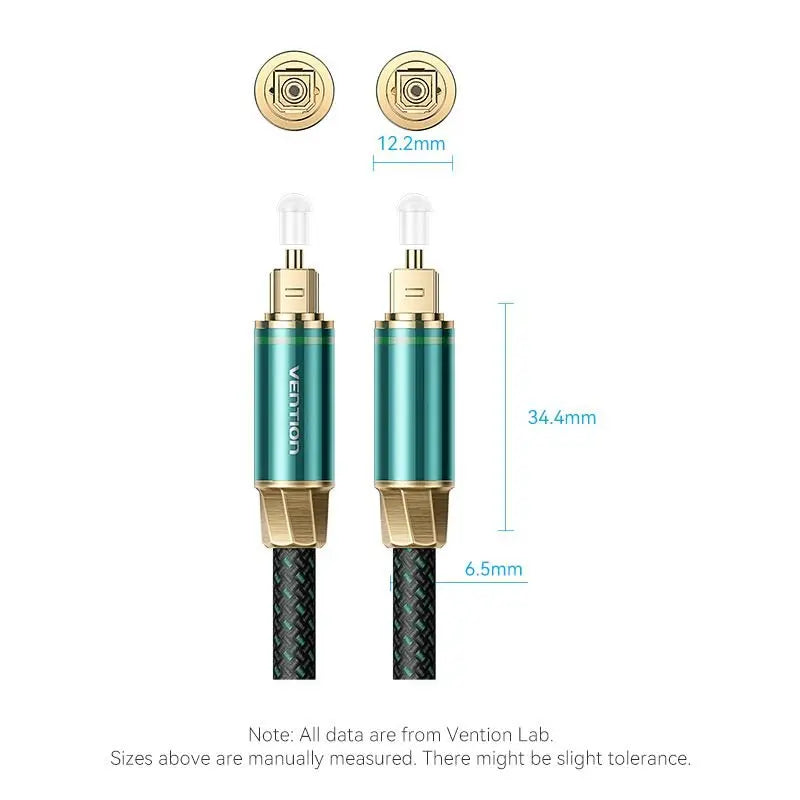 Vention Cotton Braided Optical Fiber Audio Cable 1/1.5/2/3/5/10M Green Copper Type