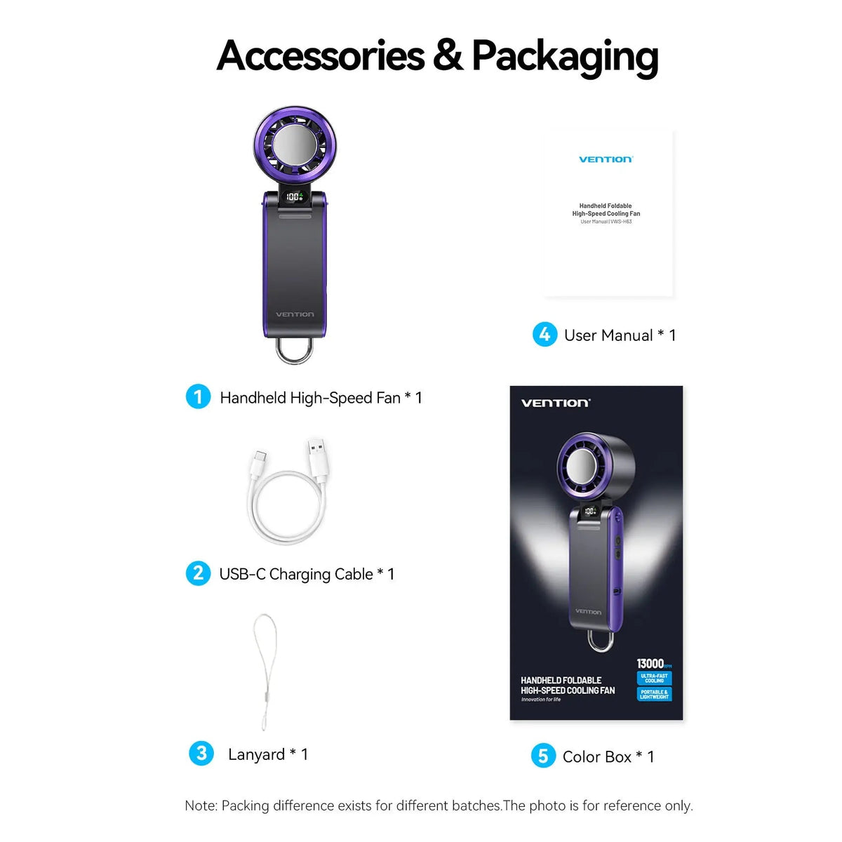 Vention Handheld Foldable High-Speed Cooling Fan