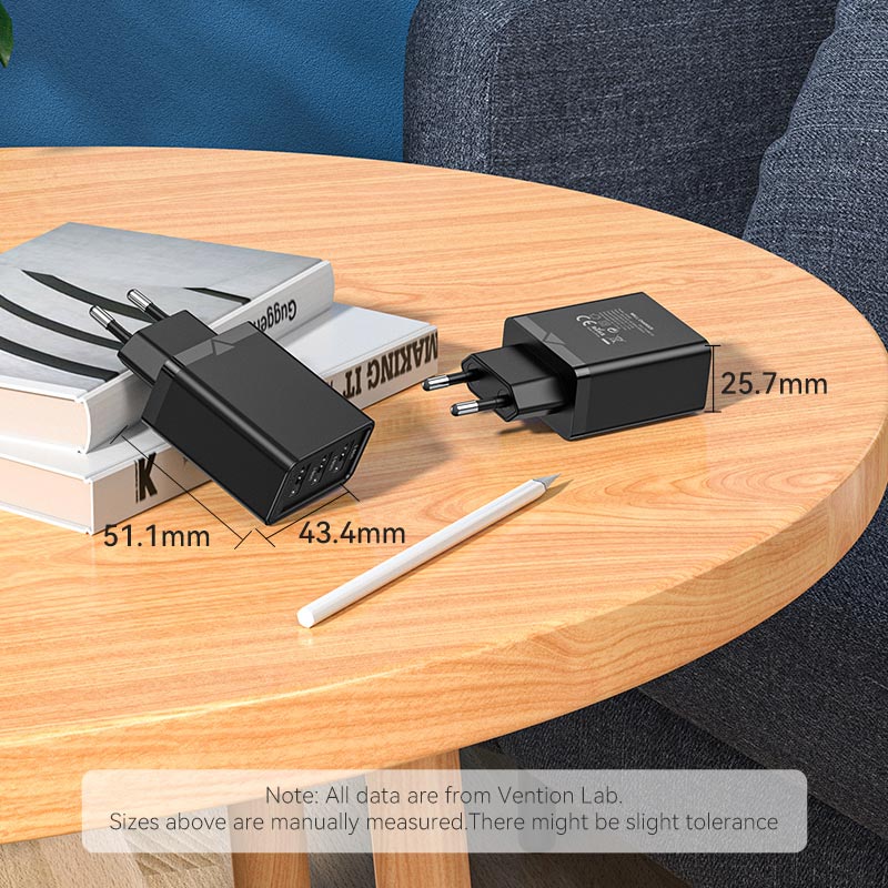 Vention 3-Port USB(A+A+A) Wall Charger(12W/12W/12W) EU-Plug