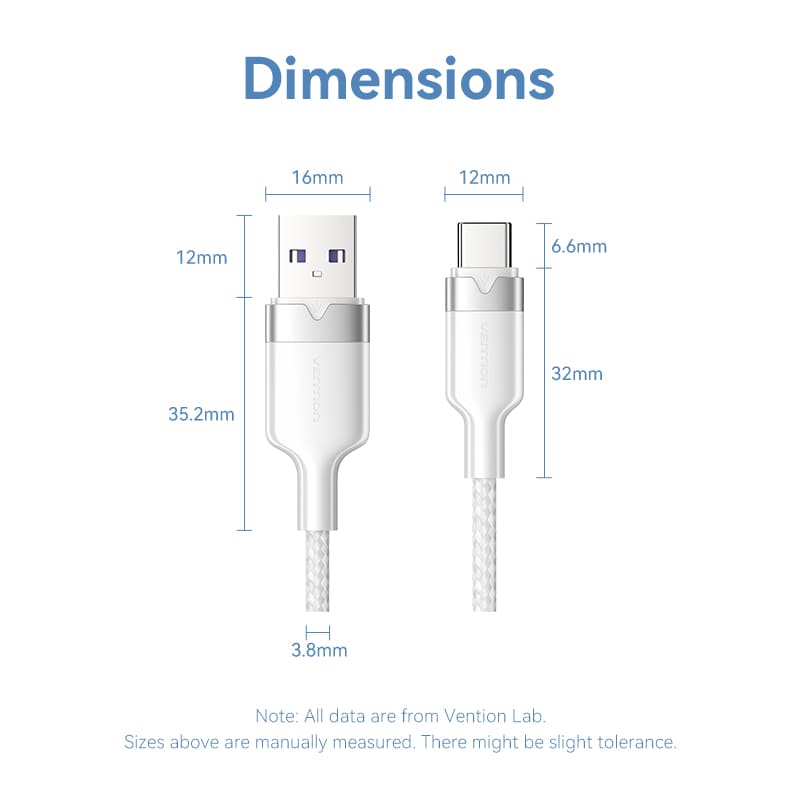 Vention USB 2.0 A Male to C Male 6A Cable Aluminum Alloy Type
