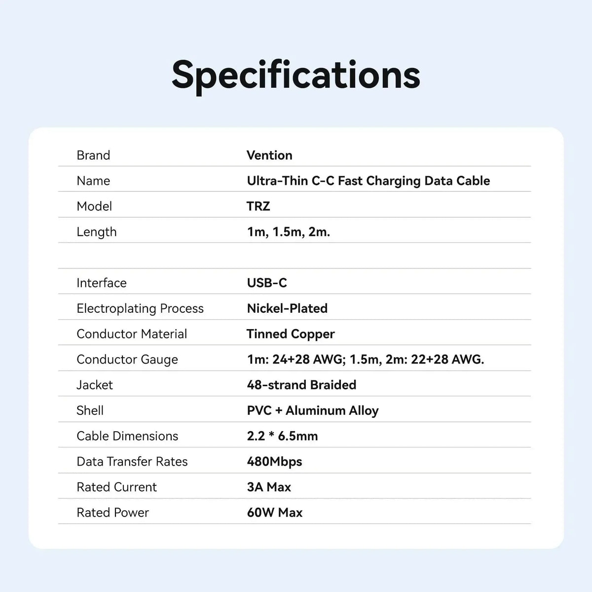 Vention USB 2.0 Type-C Cable