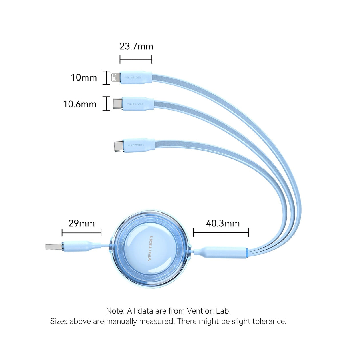 Vention 3-in-1 USB 2.0 Retractable Charging Cable