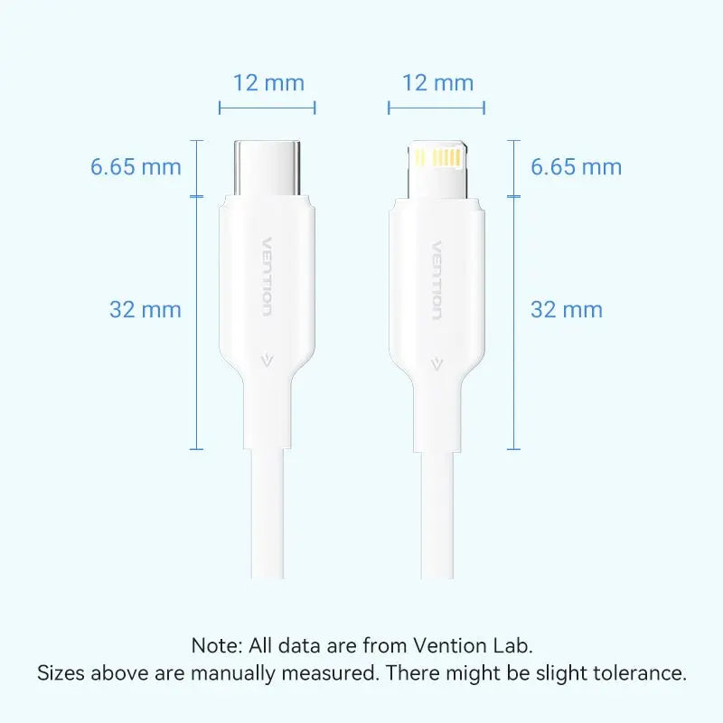 Vention USB 2.0 Type-C Male to Lightning Male 3A Cable PVC Type