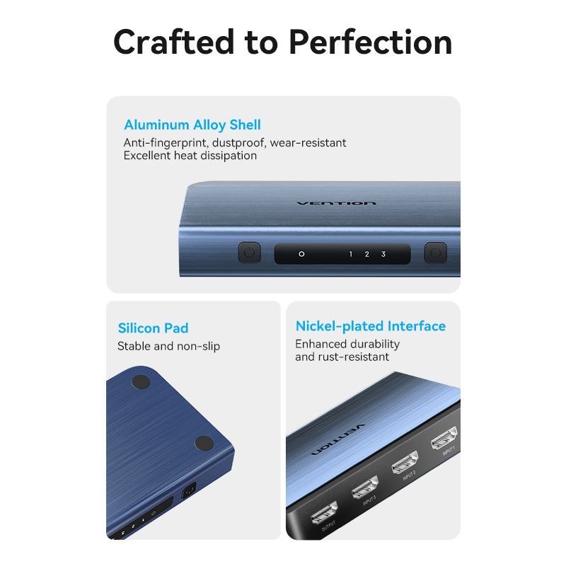 Vention 3 In 1 Out HDMI™ Switcher Blue Aluminum Alloy Type