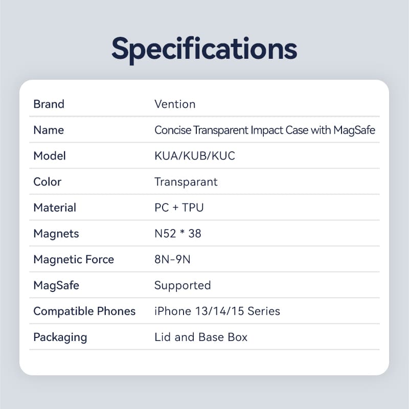 Vention Concise Impact Case for iPhone 13 with MagSafe Transparent