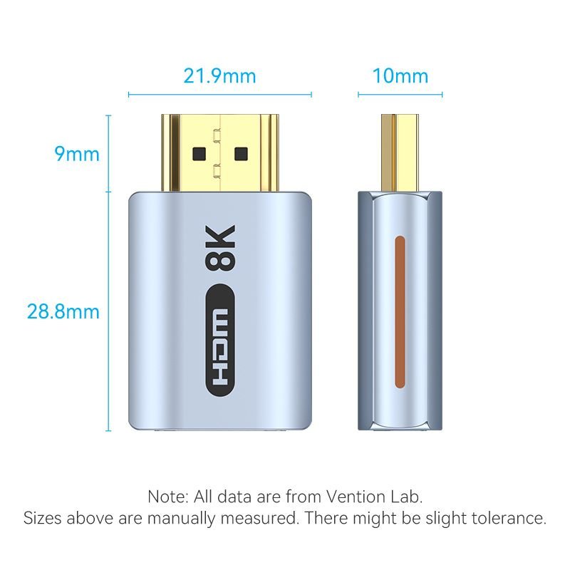 Vention HDMI™ Male to Female 8K Adapter Gray Aluminum Alloy Type