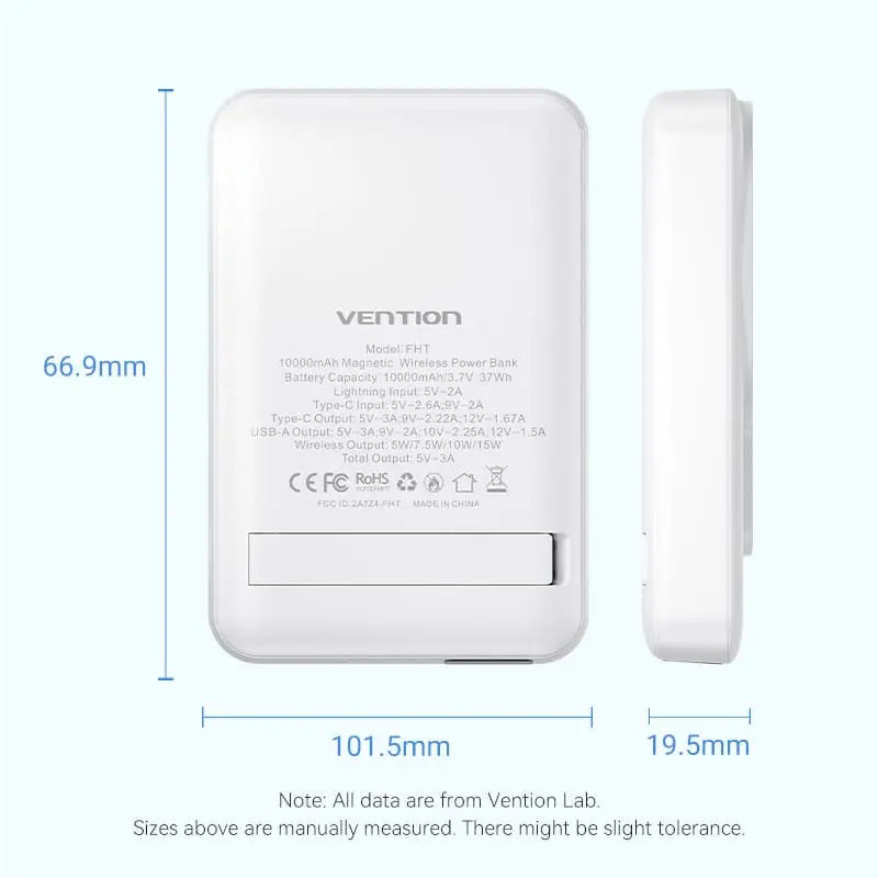 Vention 10000mAh Magnetic Wireless Power Bank 22.5W