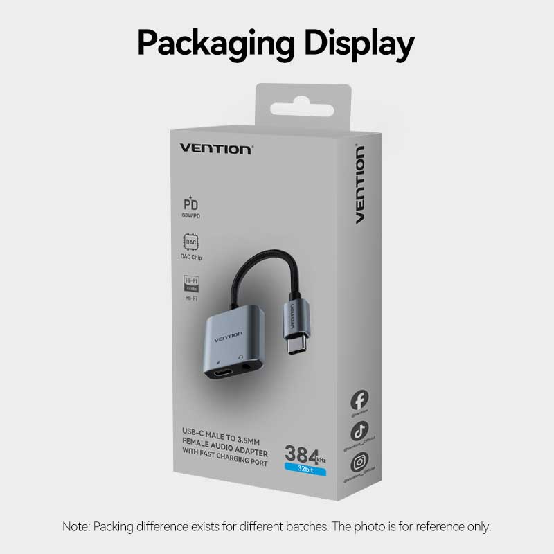 Vention USB-C Male to 3.5mm Female Audio Adapter with Fast Charging Port