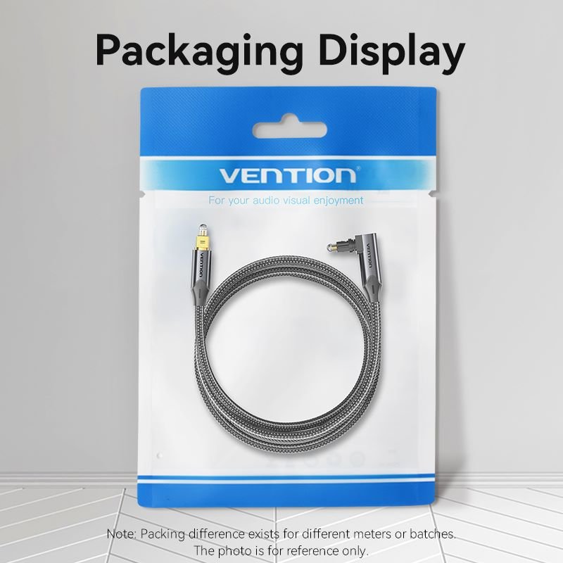 Vention 90-Degree Optical Audio Cable 0.5/1/1.5/2/3/5/10M Black Aluminum Alloy Type