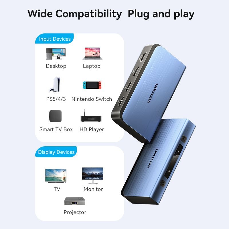 Vention 3 In 1 Out HDMI™ Switcher Blue Aluminum Alloy Type
