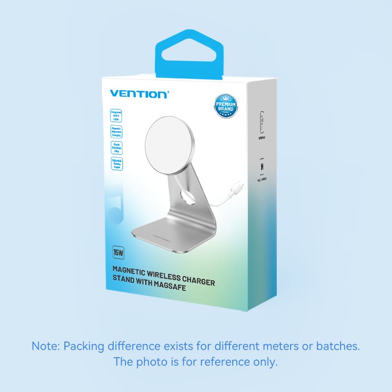 Vention 15W Magnetic Wireless Charger Stand with MagSafe 1M Silver