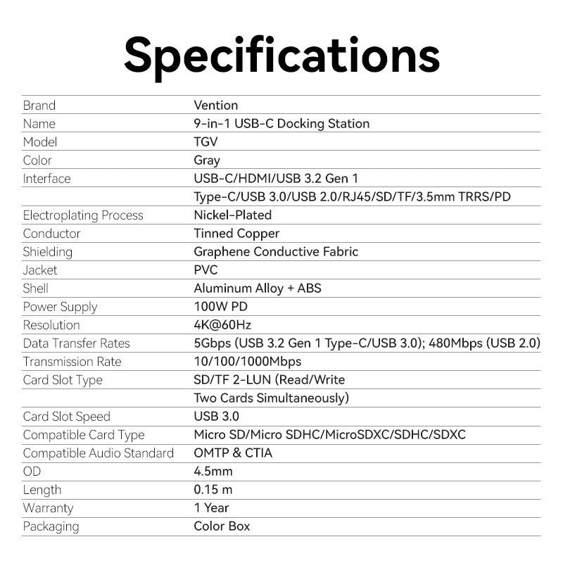 Vention 9-in-1 USB-C Docking Station