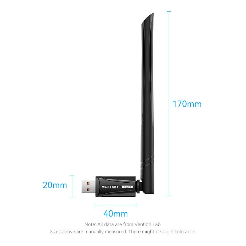 Vention AX900 USB Wi-Fi Dual Band Adapter With High Gain Antenna Black
