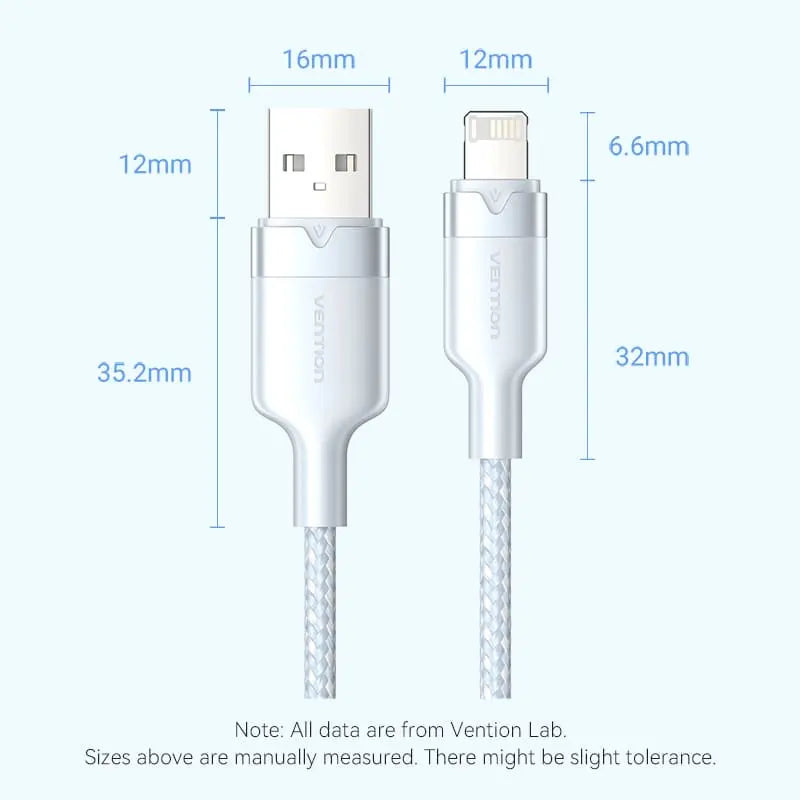 Vention USB 2.0 Type-A Male to Lightning Male 2.4A Cable Aluminum Alloy Type
