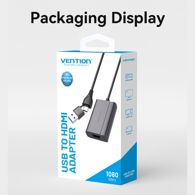 Vention  USB-C + USB-A to HDMI™ Adapter 0.15M Gray Aluminium Alloy Type