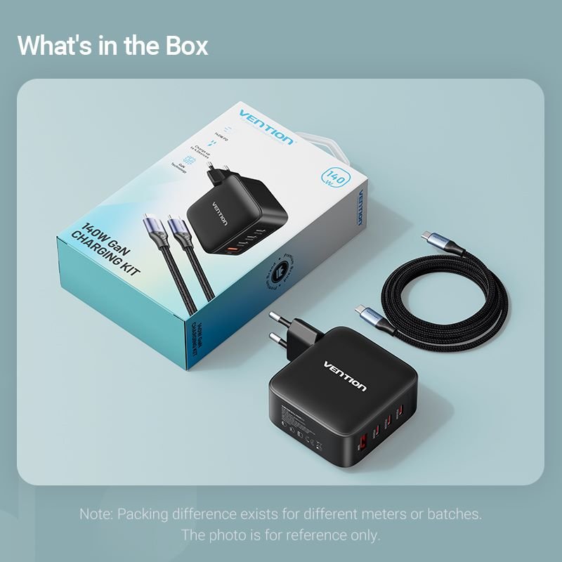 Vention 4-Port USB (C + C + C + A) GaN Charging Kit (140W/140W/30W/30W) EU-Plug
